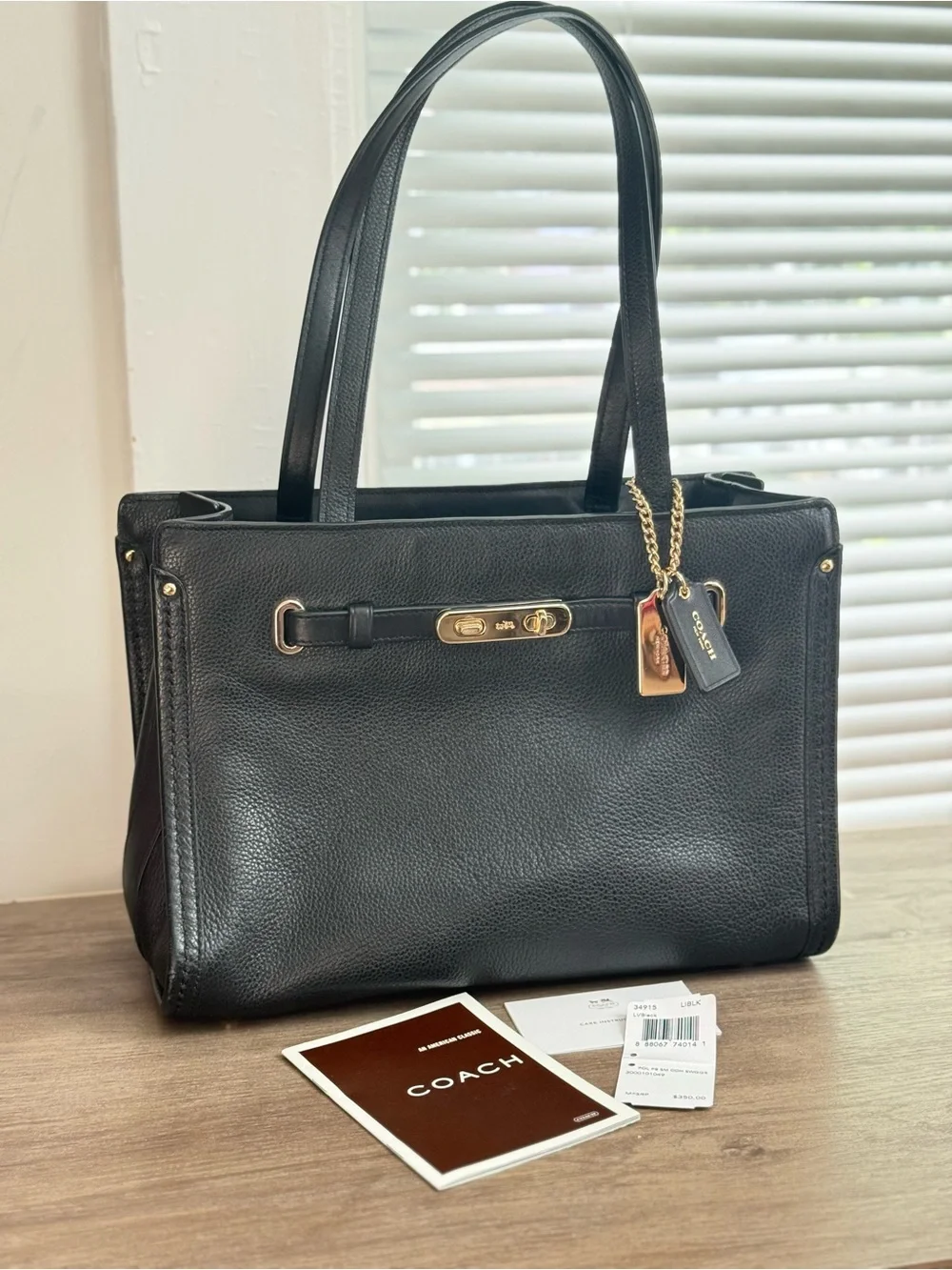 Coach Black Leather Satchel with Gold Hardware